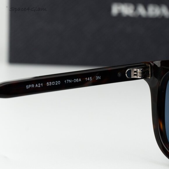 Prada Women Sunglasses Radica Tortoise Blue Square PRA21S 17N06A NEW AUTHENTIC